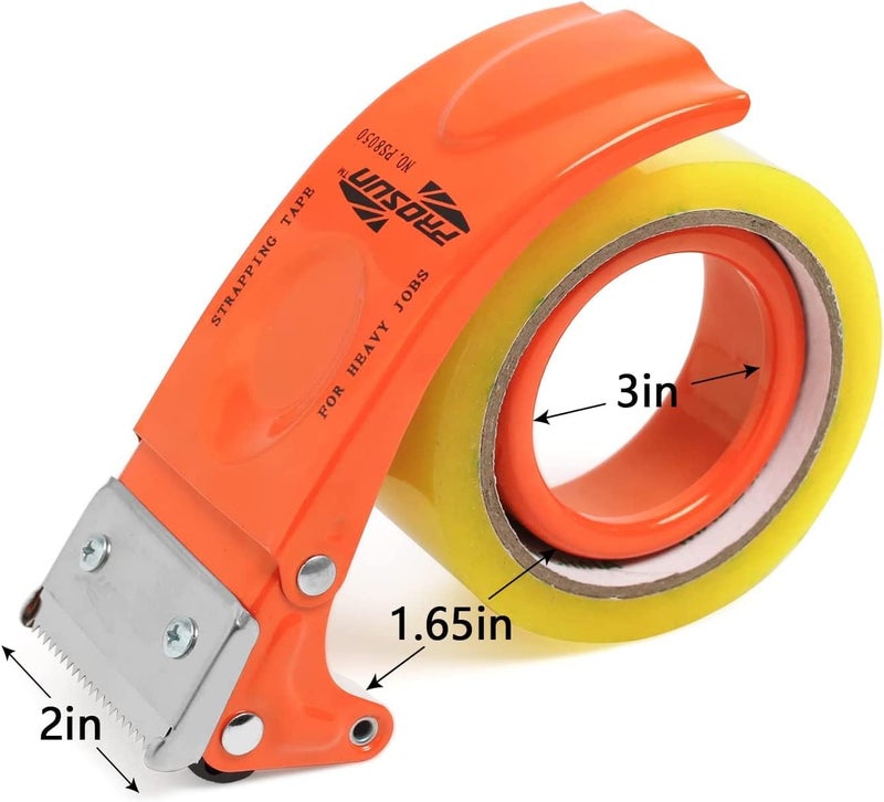 IDHM PROSUN 2 Pack Metal Packing Tape Dispenser Gun:2-inch Wide Tape Dispenser / 3-Inch Inner Paper Core(2" Blue + 2" Orange) - Image 2